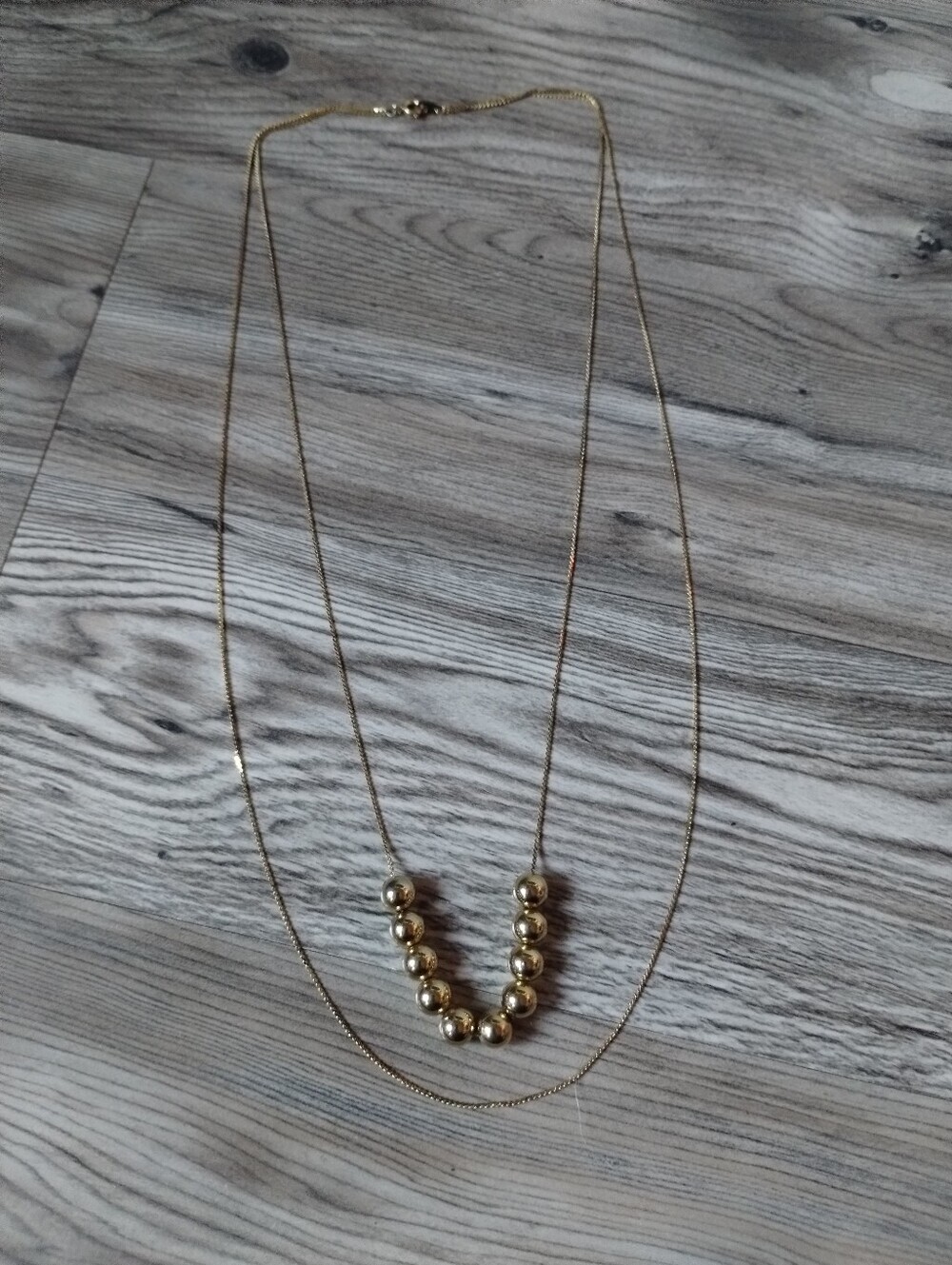 Gold Tone Double-Layer Ball Chain Necklace